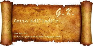 Getto Kálmán névjegykártya